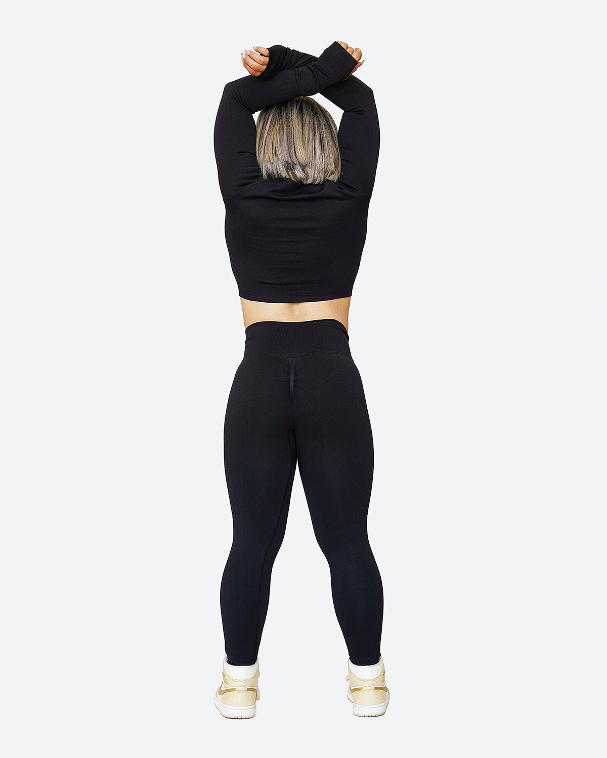 Corduroy Long Sleeve Crop Top Black 3