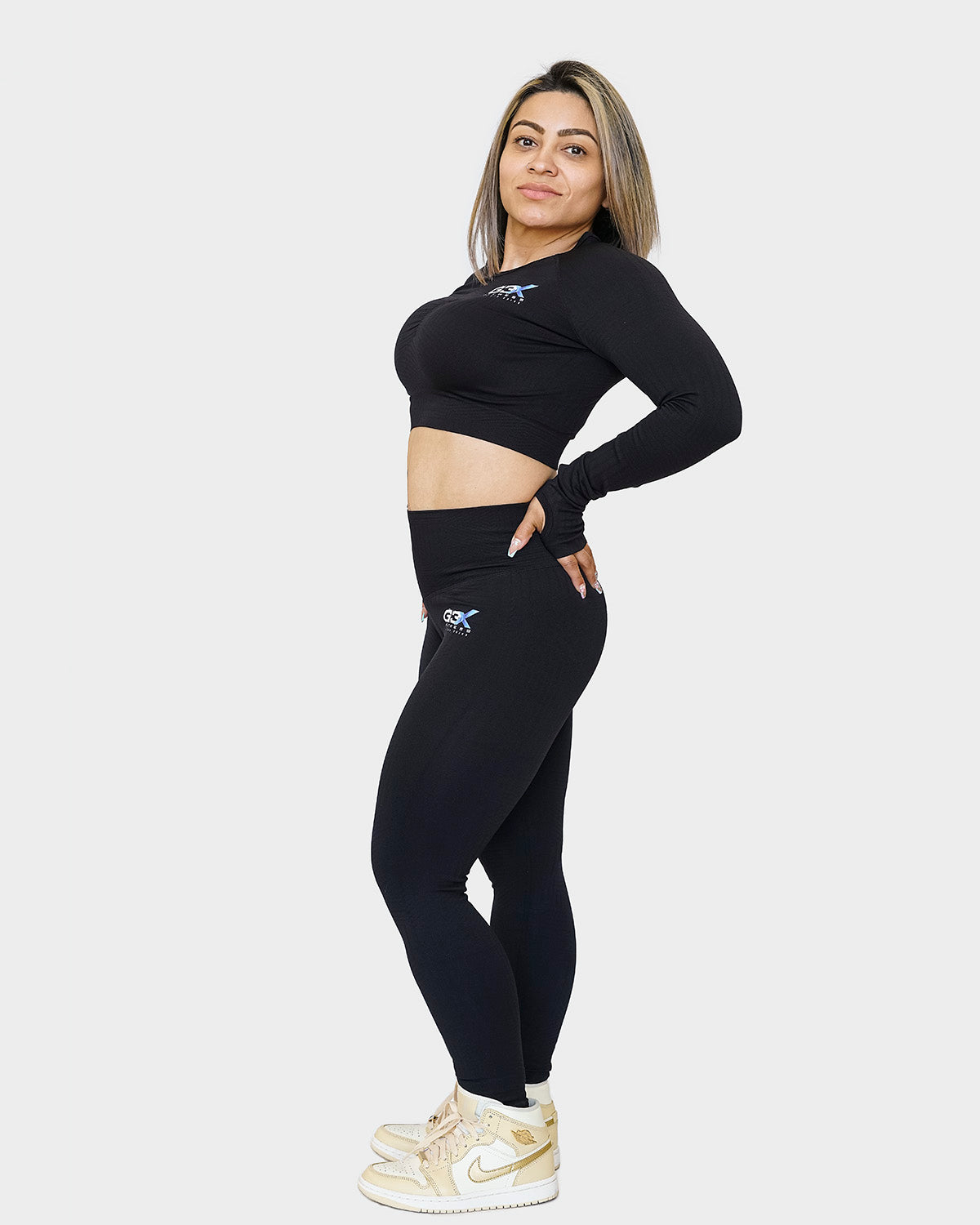 Corduroy Long Sleeve Crop Top Black 5