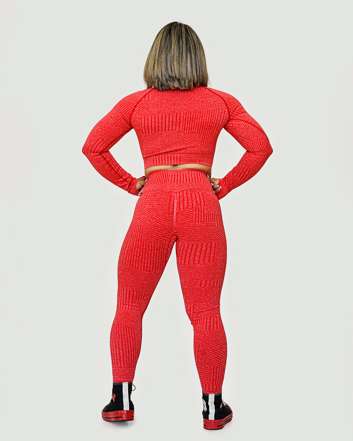 Corduroy Long Sleeve Crop Top Coral 3