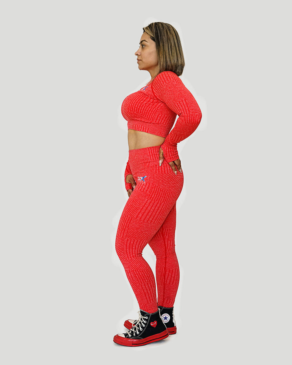Corduroy Long Sleeve Crop Top Coral 5