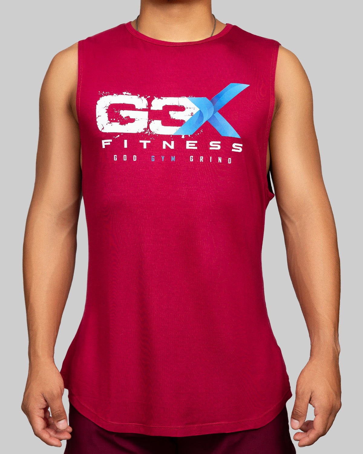 G3X Burgundy Bamboo Tank Top Men Front