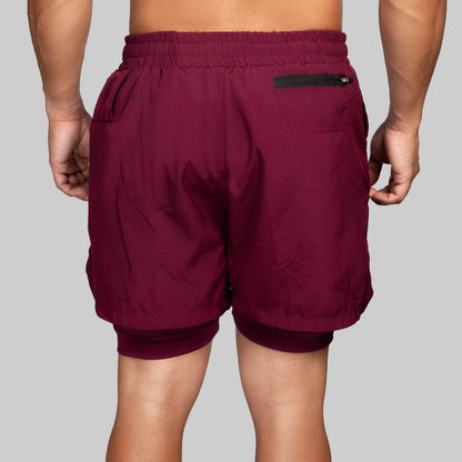 G3X Men Gym Shorts Burgundy Back