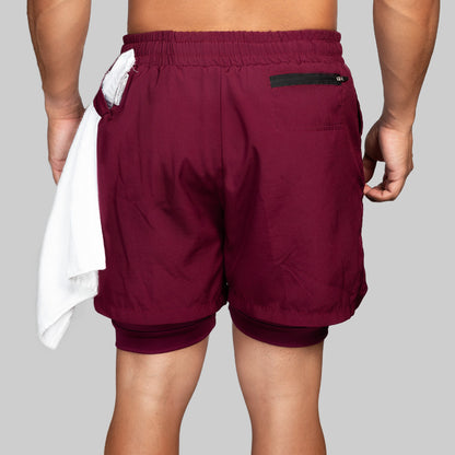 G3X Men Gym Shorts Burgundy Back Towel