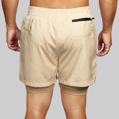 G3X Men Gym Shorts Khaki Back