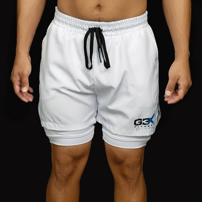 G3X Men Gym Shorts White Front