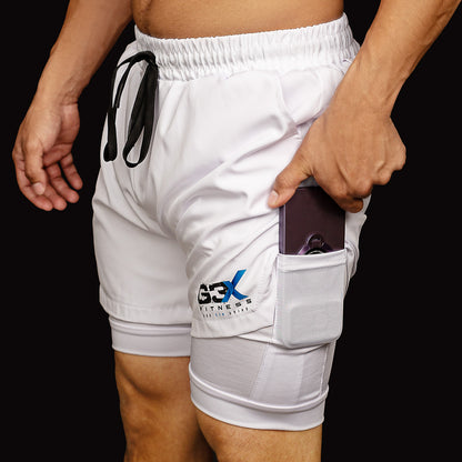 G3X Men Gym Shorts White Side