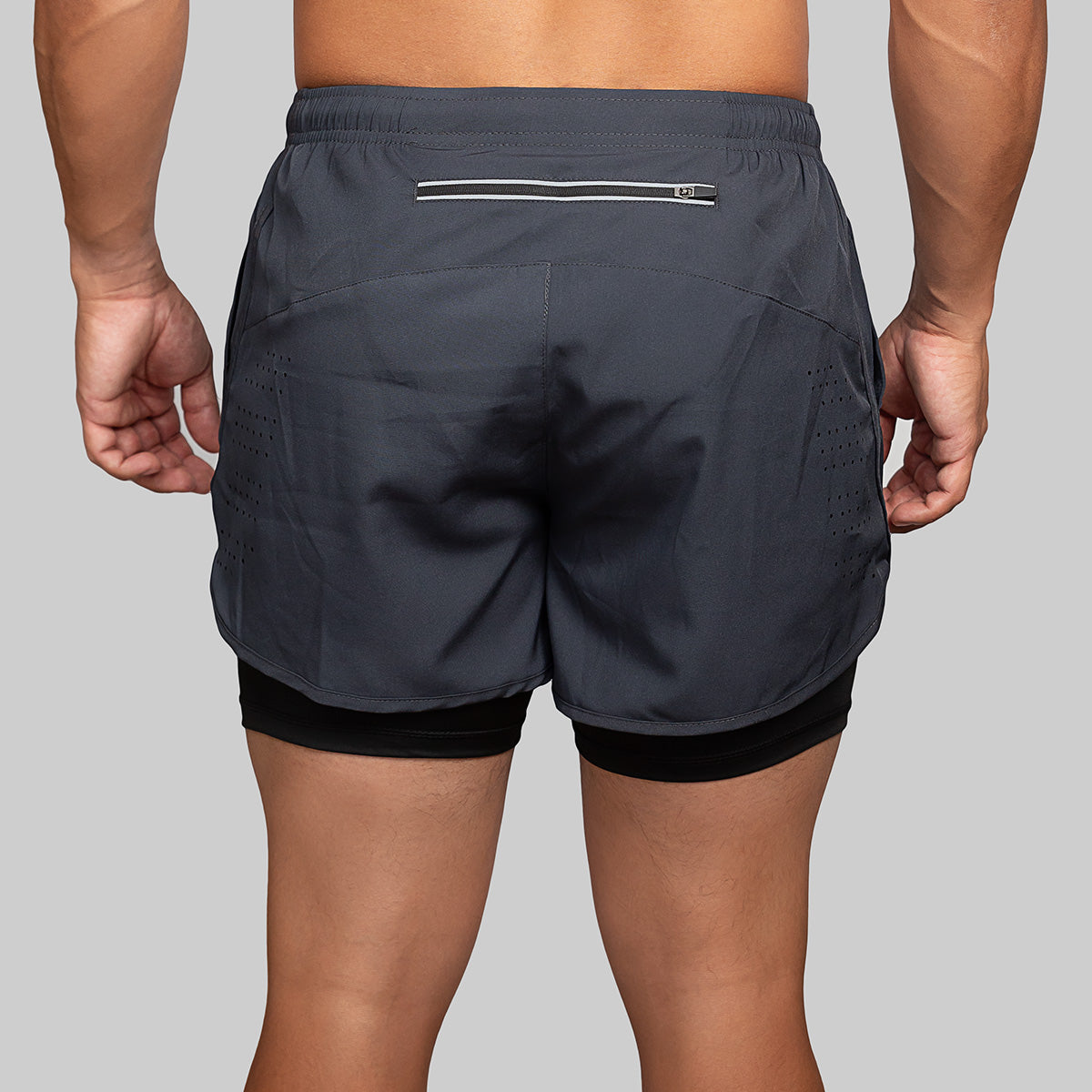 G3X Men Muscle Training Short Grey Back