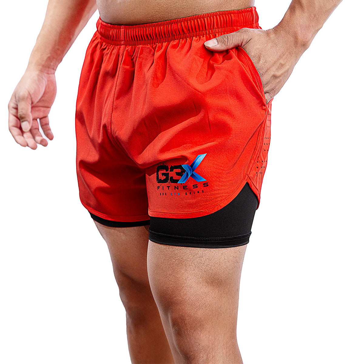 G3X Men Muscle Training Short Orange Side 1