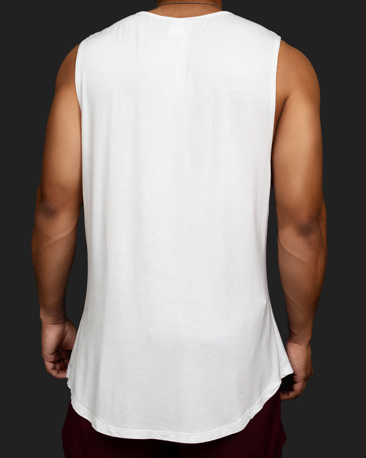 G3X White Bamboo Tank Top Men Back