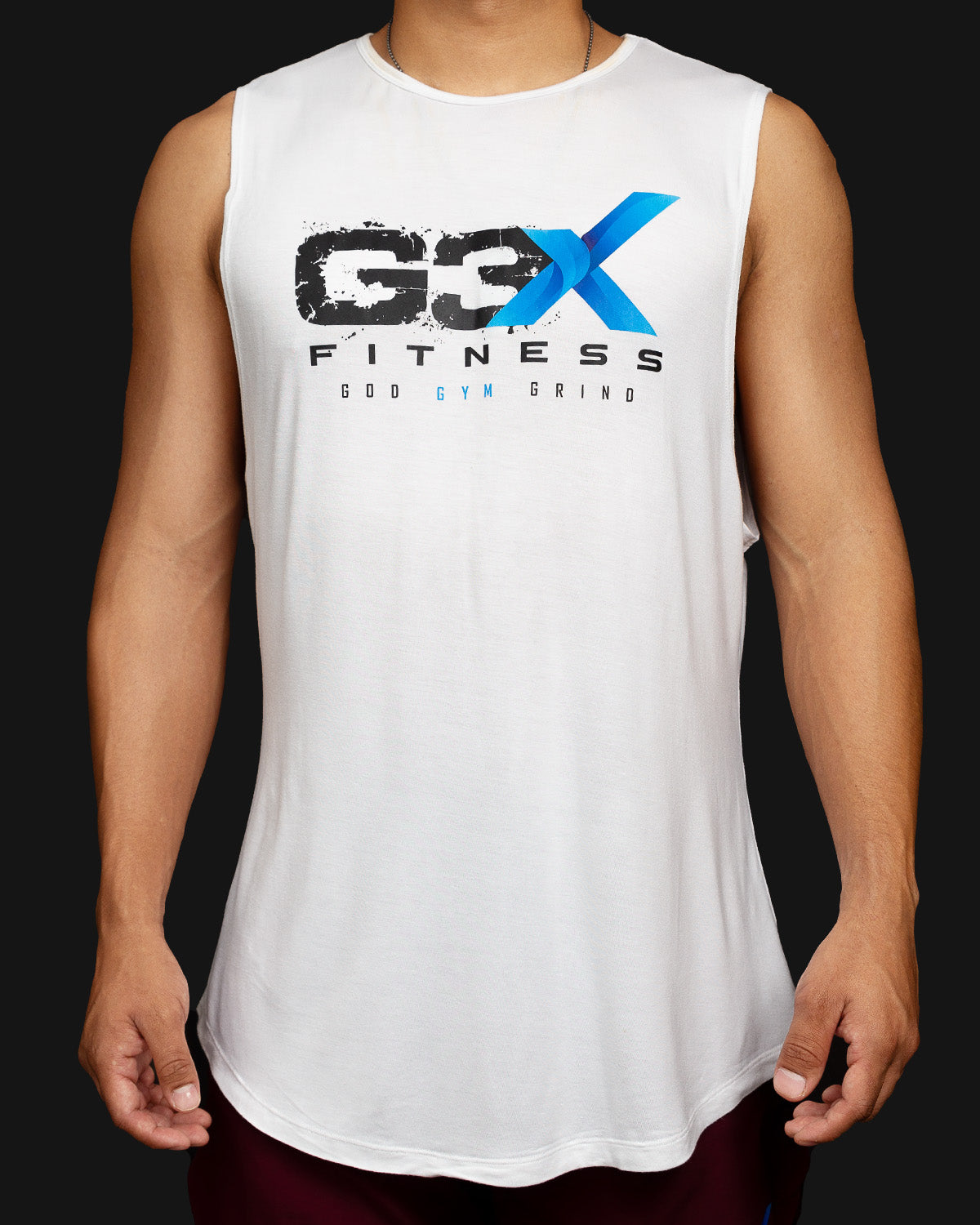 G3X White Bamboo Tank Top Men Front