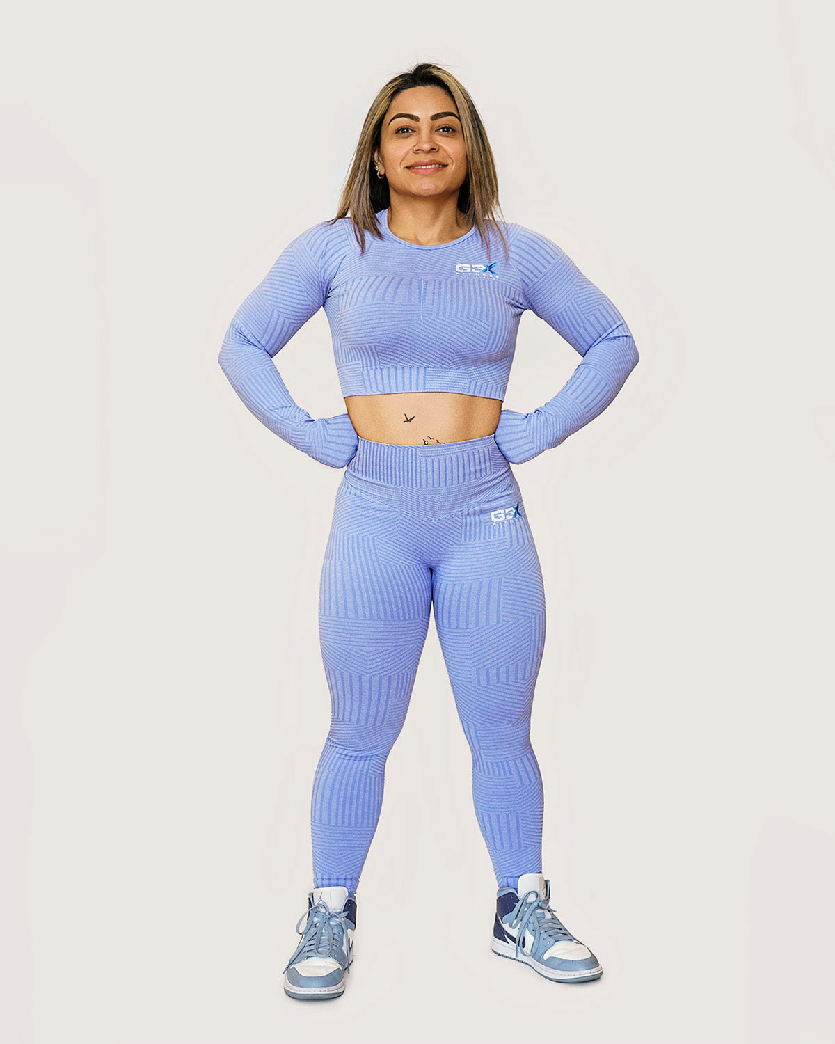 Corduroy Long Sleeve Crop Top Baby Blue 1