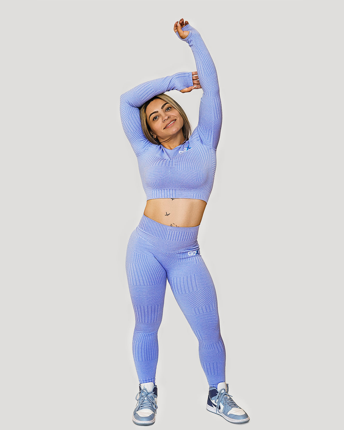 Corduroy Long Sleeve Crop Top Baby Blue 2
