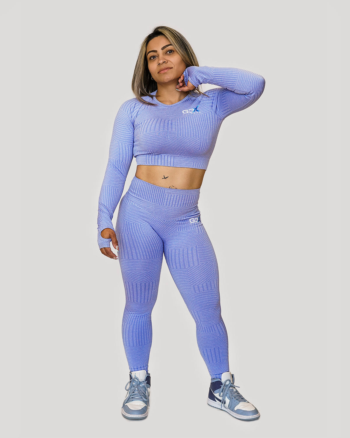 Corduroy Long Sleeve Crop Top Baby Blue 3