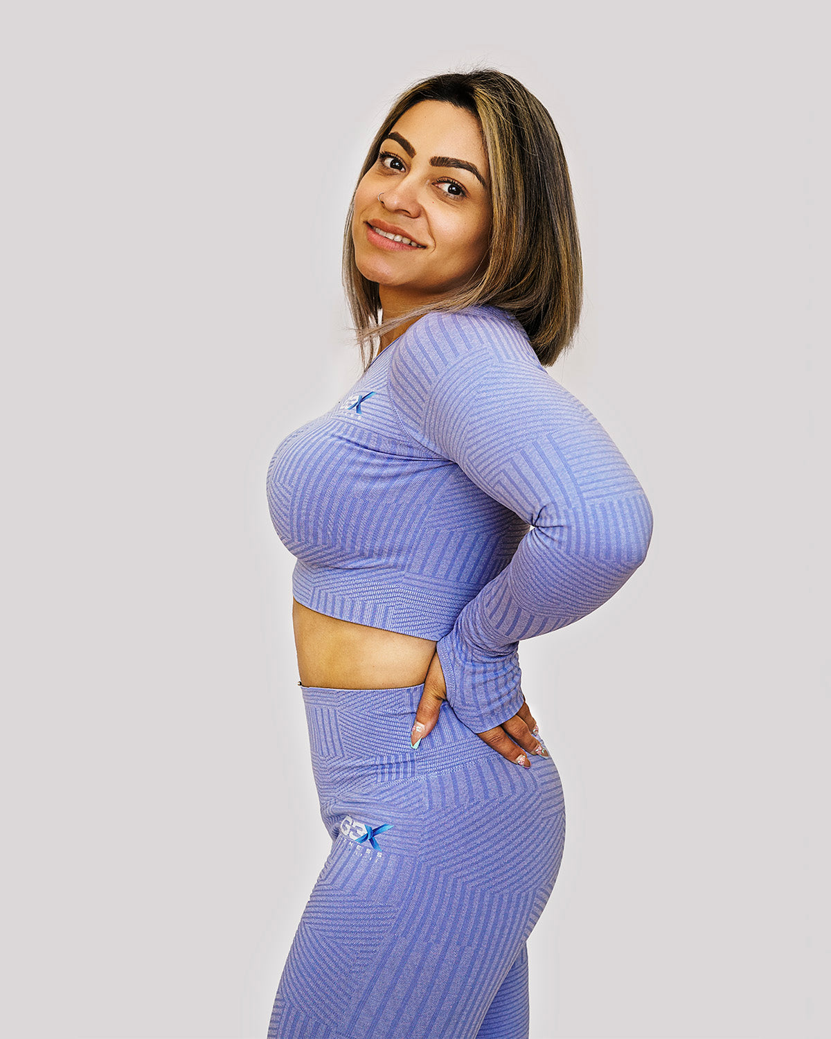 Corduroy Long Sleeve Crop Top Baby Blue 7