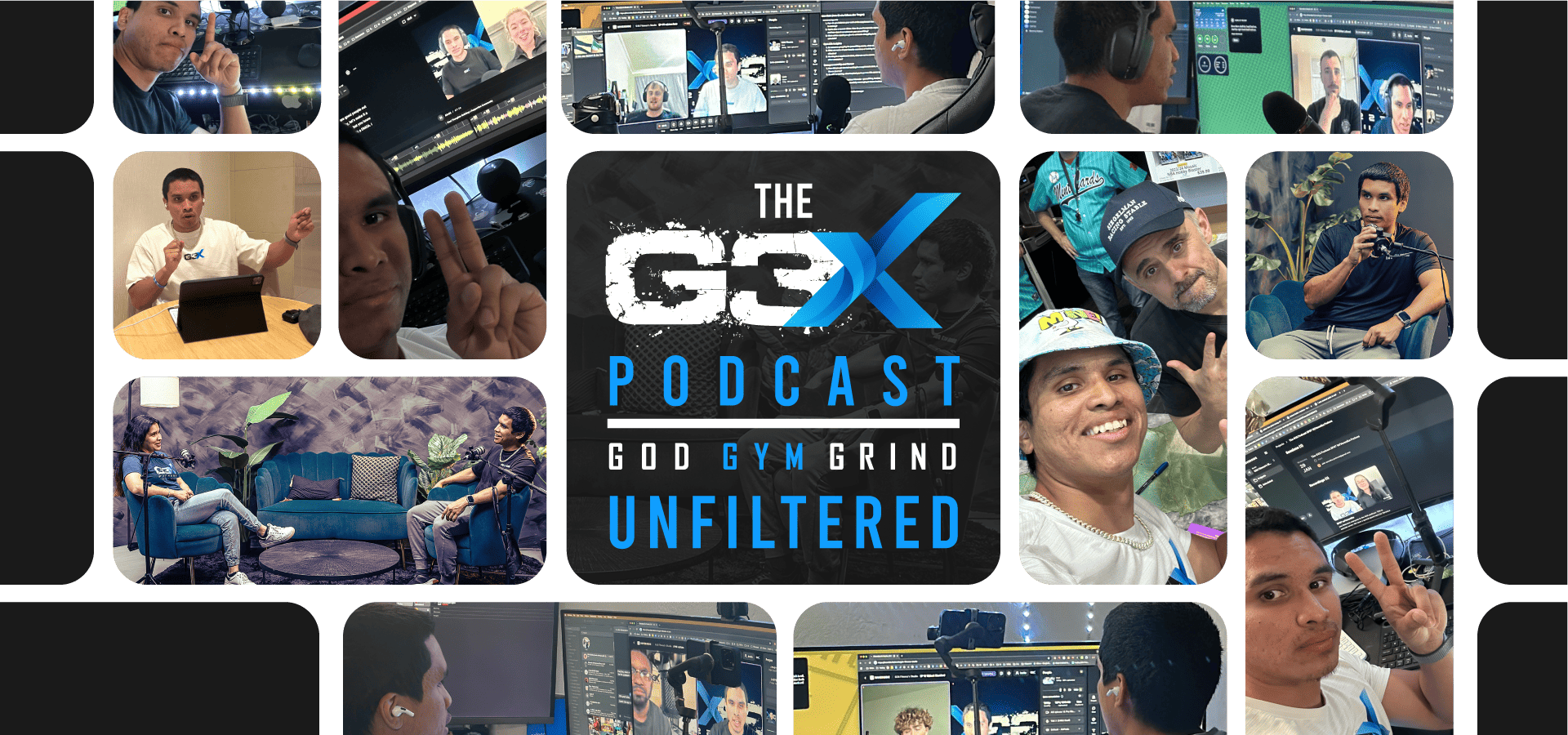 Collage of people in various settings with 'The G3X Podcast' logo in the center.