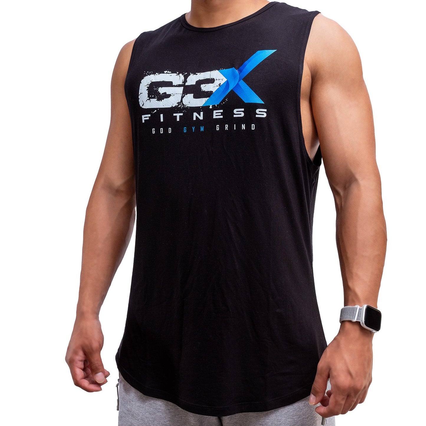 G3X Black Bamboo Tank Top Men Front Side