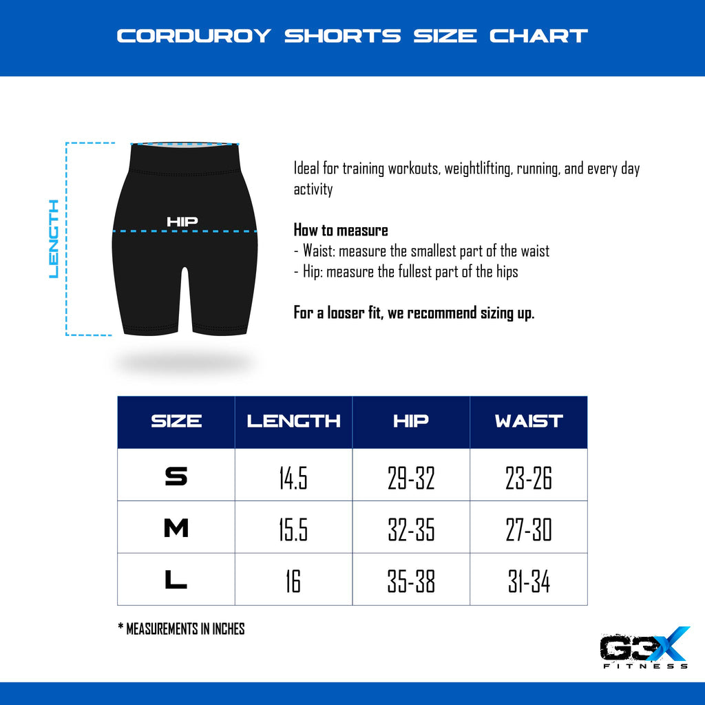 size chart corduroy shorts