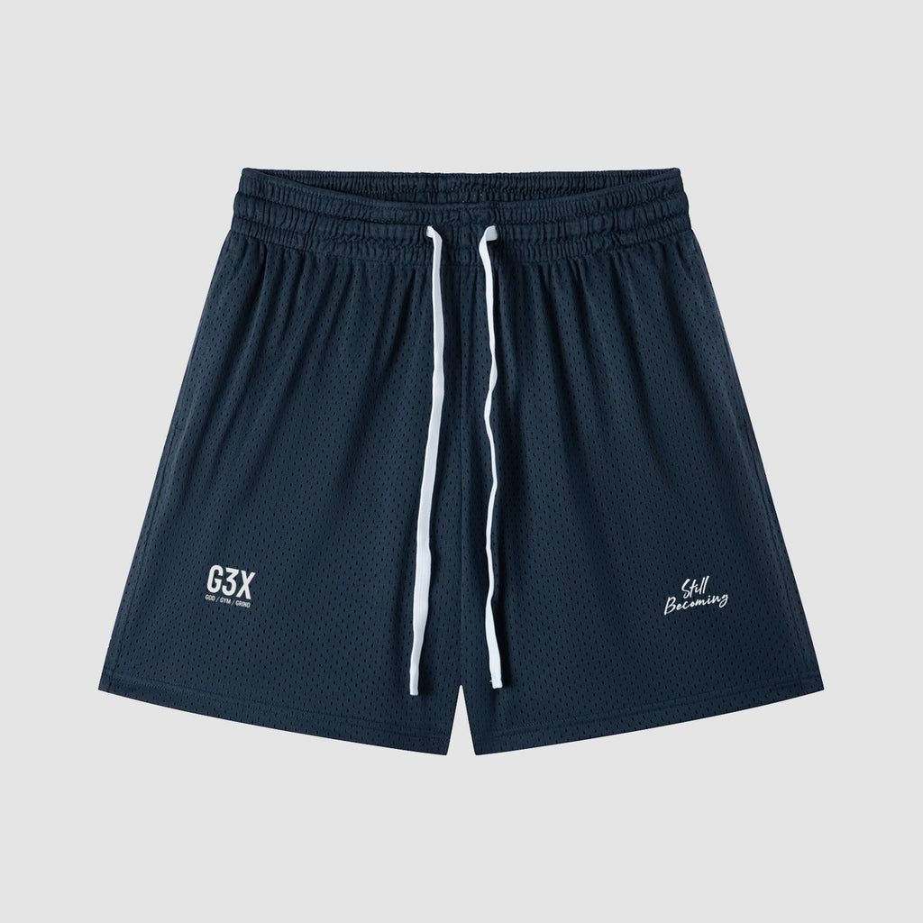 G3X Still Becoming Mesh Shorts Navy Blue Front